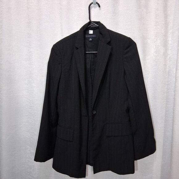 2. Banana Republic Blazer (Black Pinstripe, Wool Blend) Size 6 - Picture 1 of 5